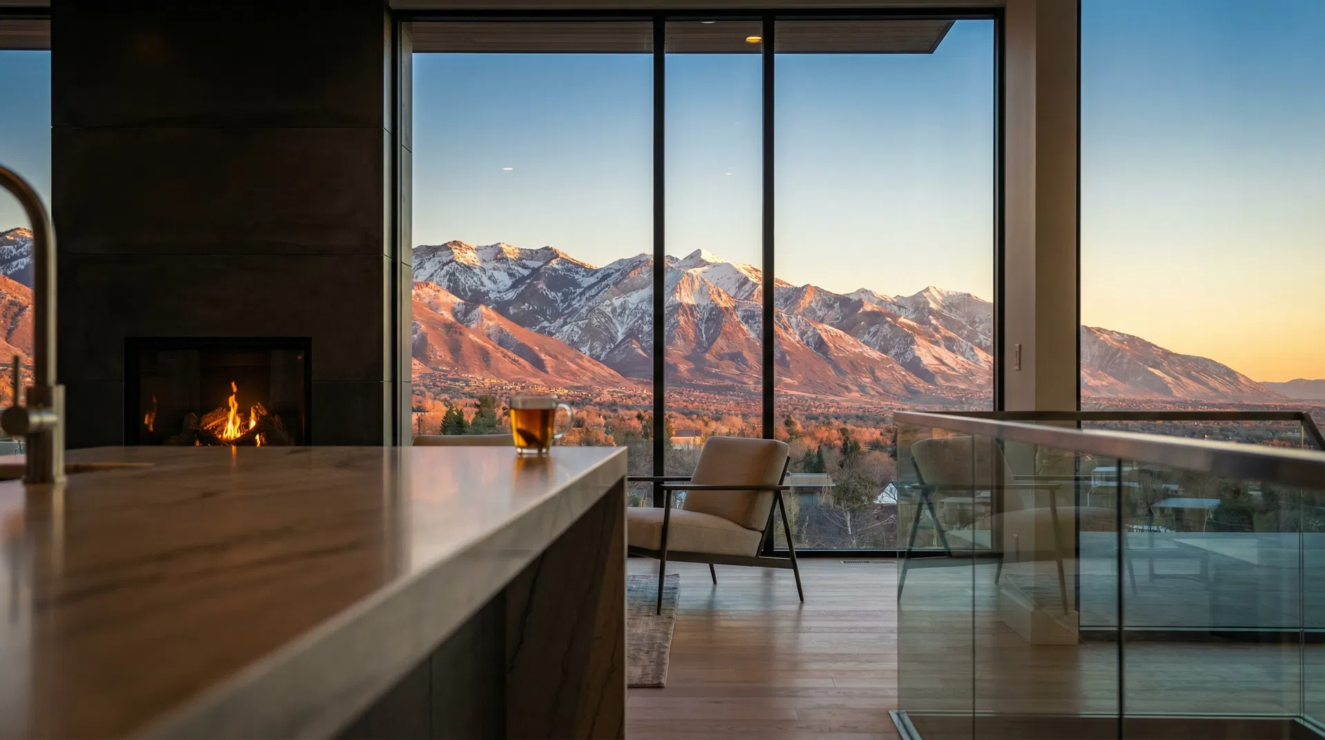 Luxury Utah home interior with Wasatch mountain views